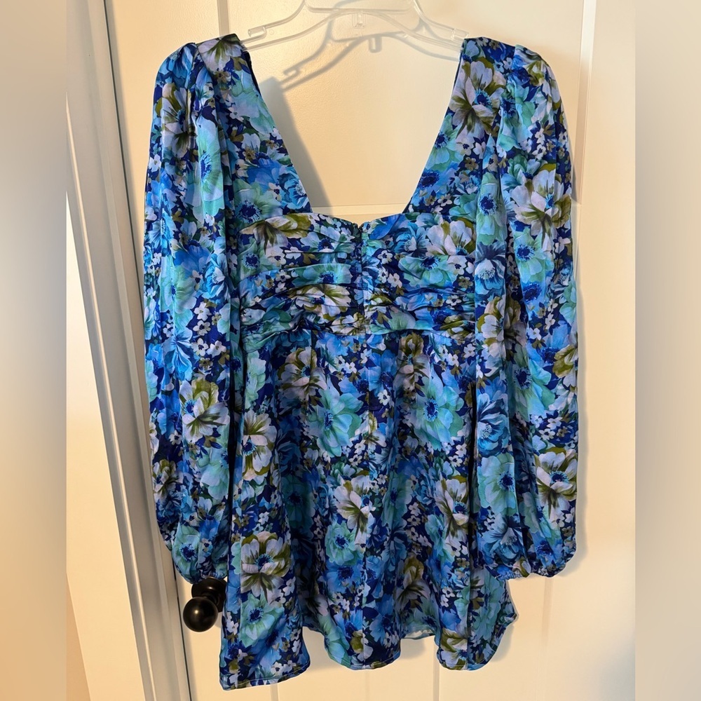 For love and lemons Astor floral blue mini dress - Picture 11 of 14